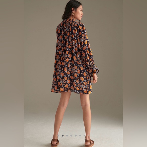 Porridge Darian Tunic Dress in Orange & Navy Long Sleeve Mini Size Medium - Picture 6 of 13